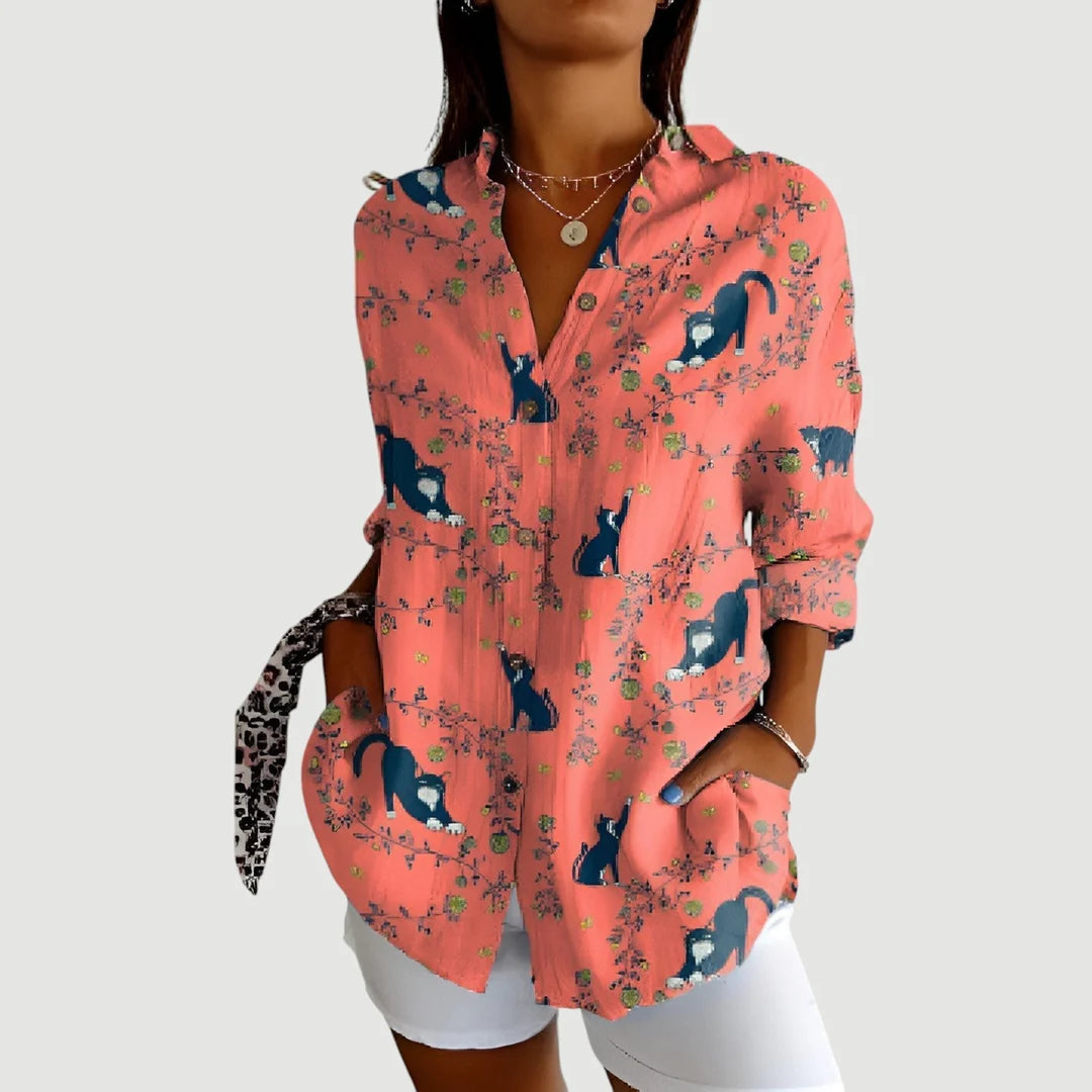 Freda - Blouse Géométrique Élégante
