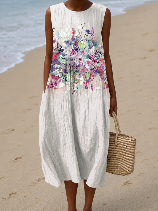 Pénélope - Robe Midi Décontractée Imprimée Sans Manches pour Femme" can be rewritten as:

"Pénélope - Robe Midi Femme Décontractée Imprimée Sans Manches