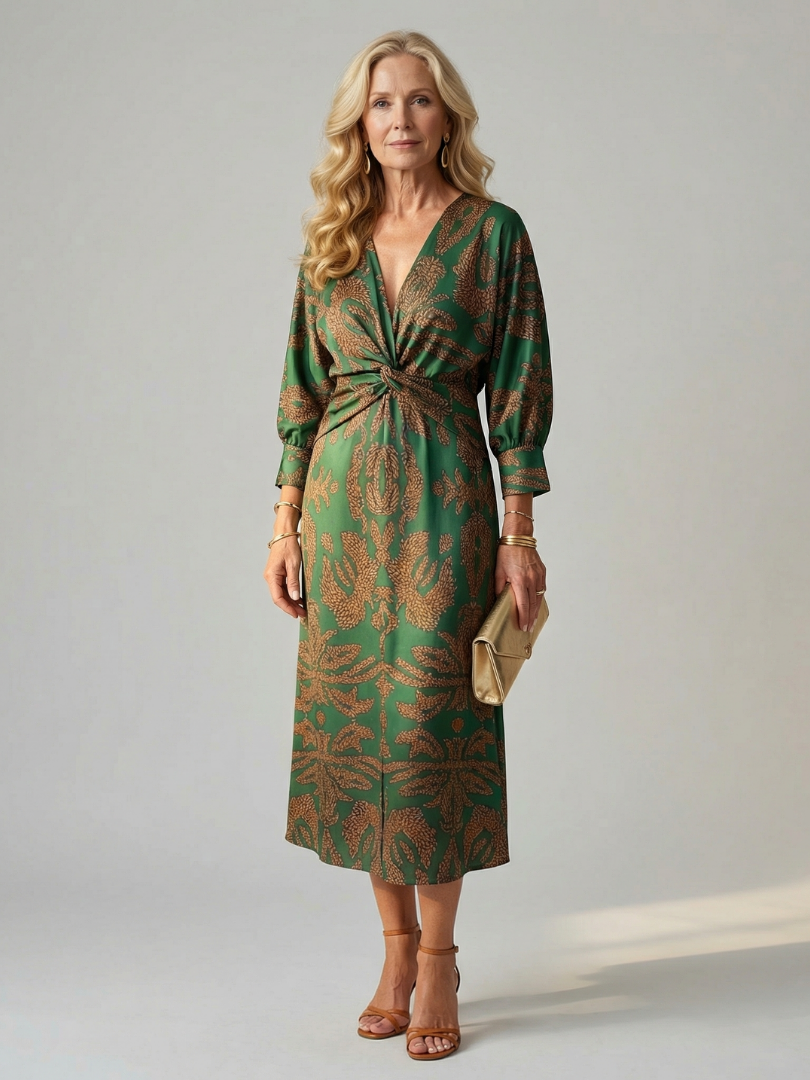 Zoé | Robe midi portefeuille naturelle
