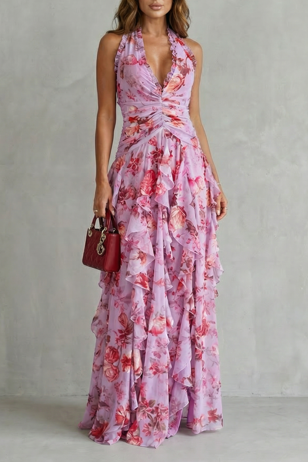 Robe Longue Élégante à Col Halter