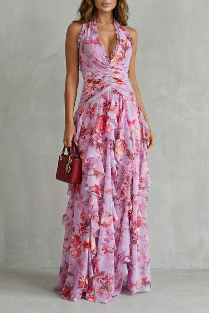 Robe Longue Élégante à Col Halter