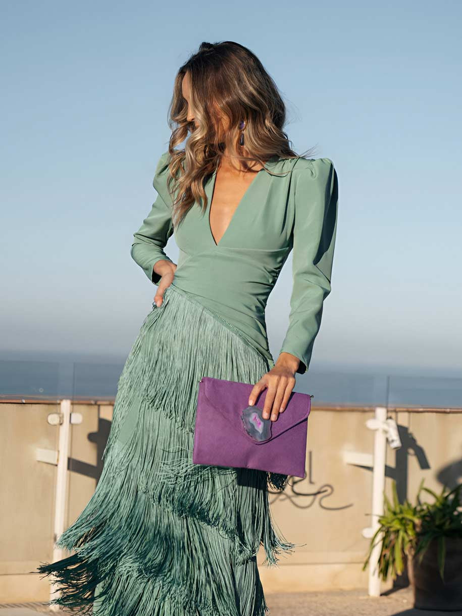 Robe Évasée en Franges Élégantes
