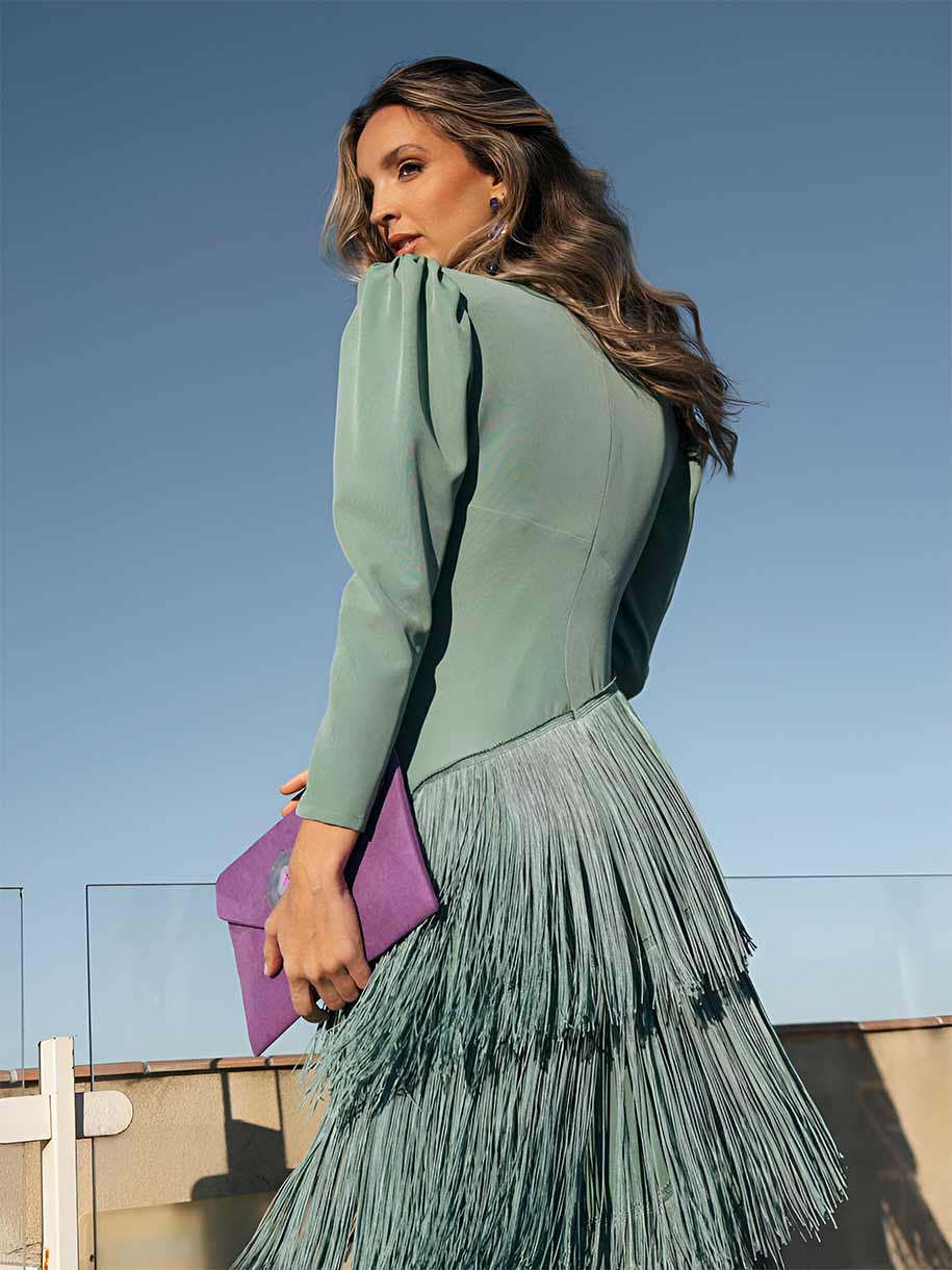 Robe Évasée en Franges Élégantes