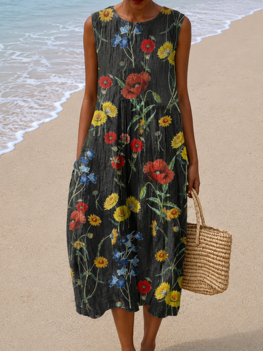 Hazel - Robe midi sans manches à coupe relax pour femmes