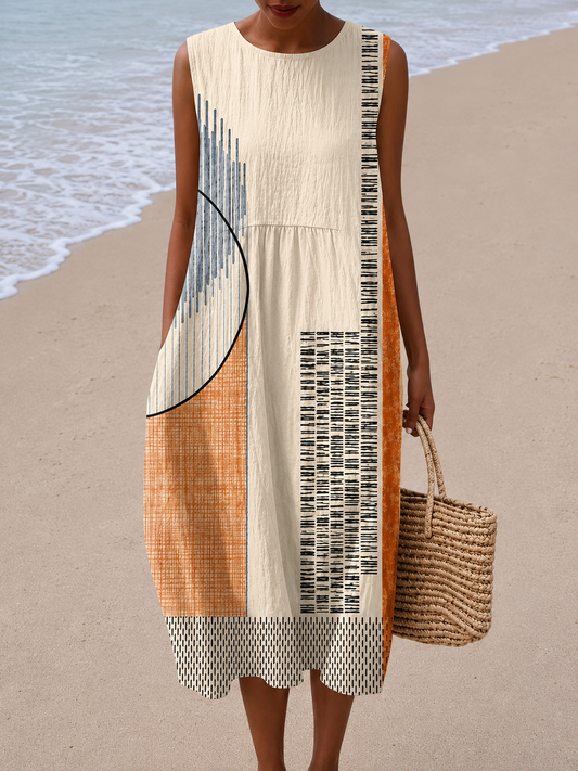 Amelia - Robe midi sans manches à silhouette décontractée