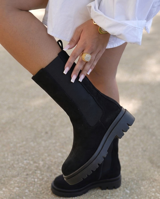 Bottes Chelsea Noires en Suédine