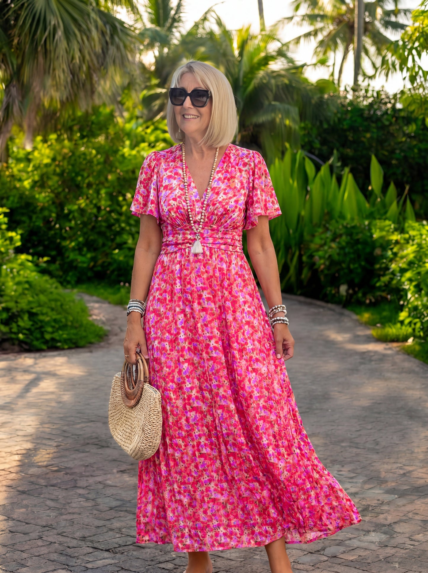 Elis – Longue robe fluide à motif floral
