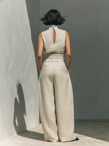 Amara — Ensemble minimaliste blouse et pantalon fluide