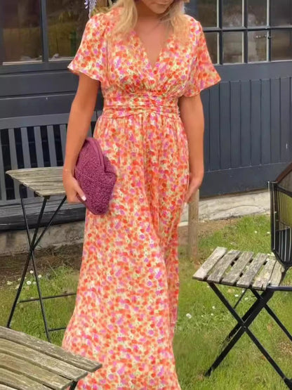 Elis – Longue robe fluide à motif floral