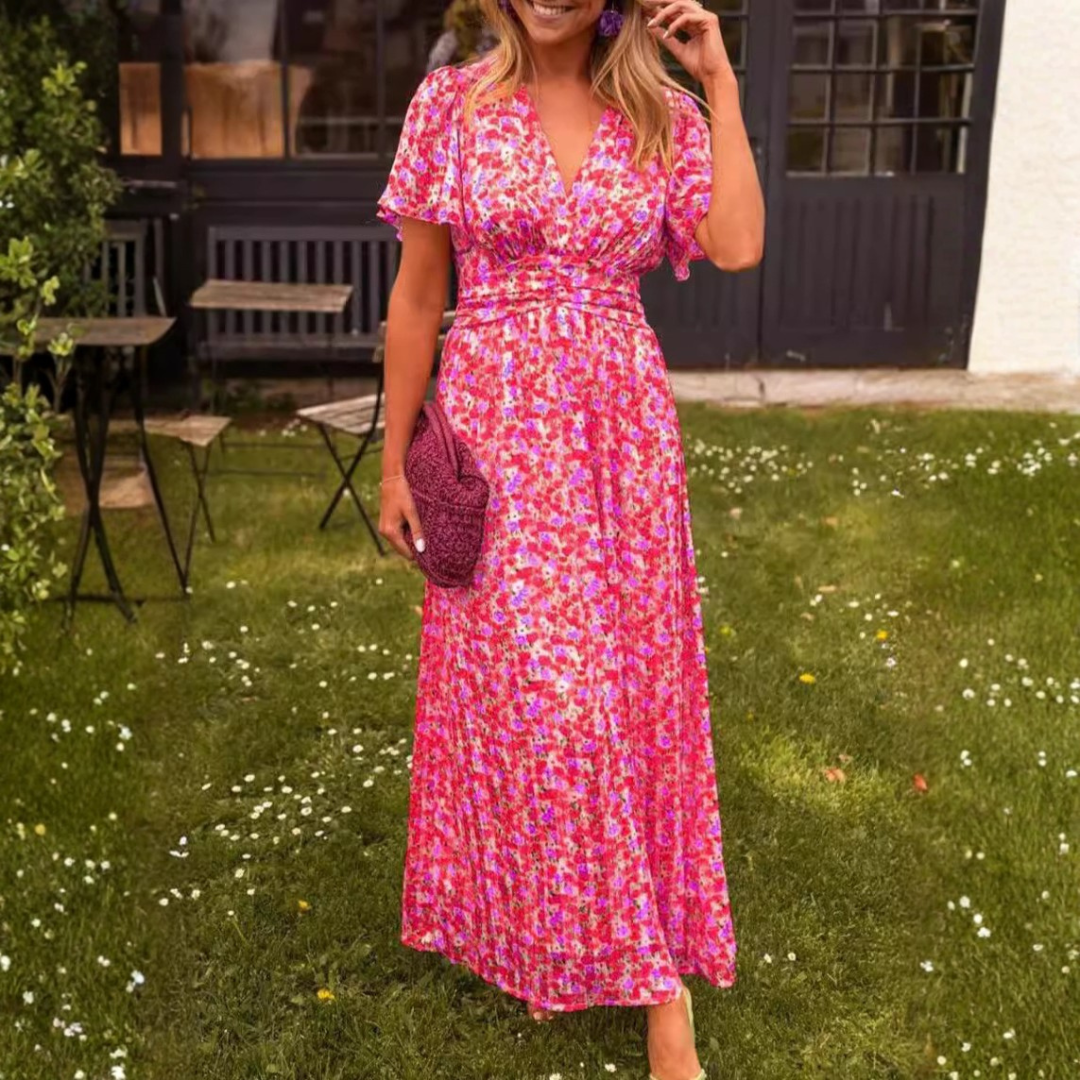 Elis – Longue robe fluide à motif floral