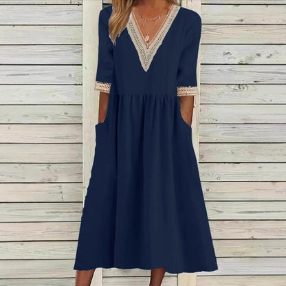 LIVIA | ROBE MI-LONGUE À DENTELLE