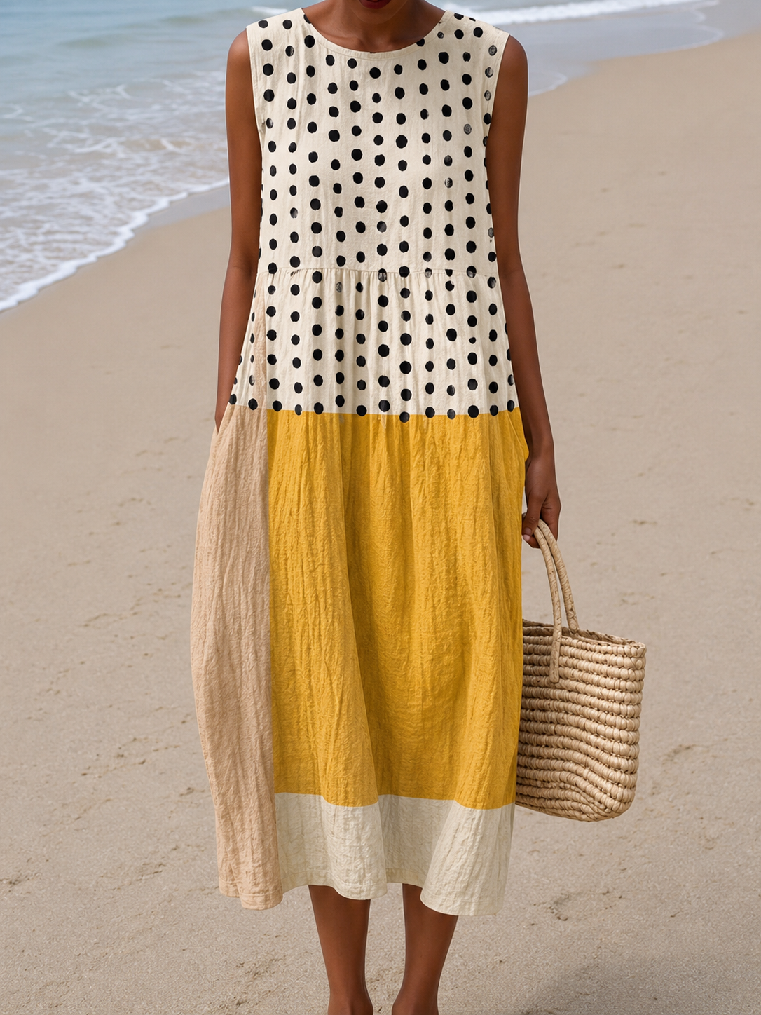 Robe Midi à Pois Colorblock Leah™