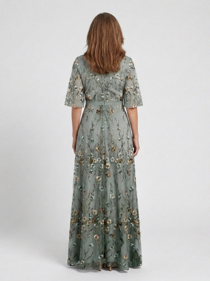 Élodie – Robe longue fleurie col V