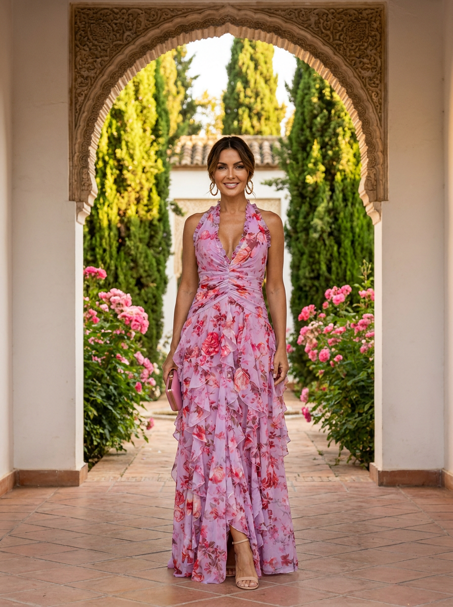 Robe Longue Élégante à Col Halter