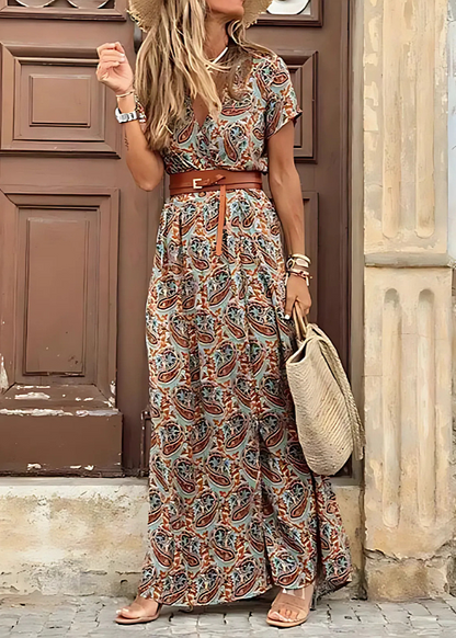 Justine™ – Robe longue bohème fluide avec ceinture