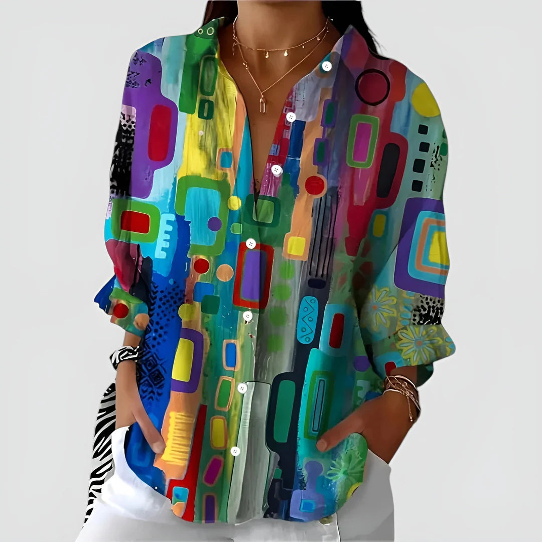 Edna - Blouse Géométrique Élégante
