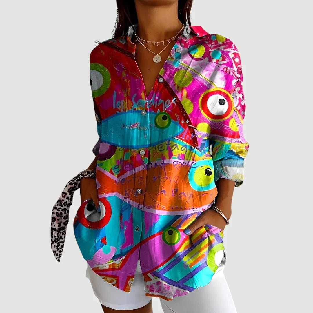 Klara - Blouse Géométrique Élégante