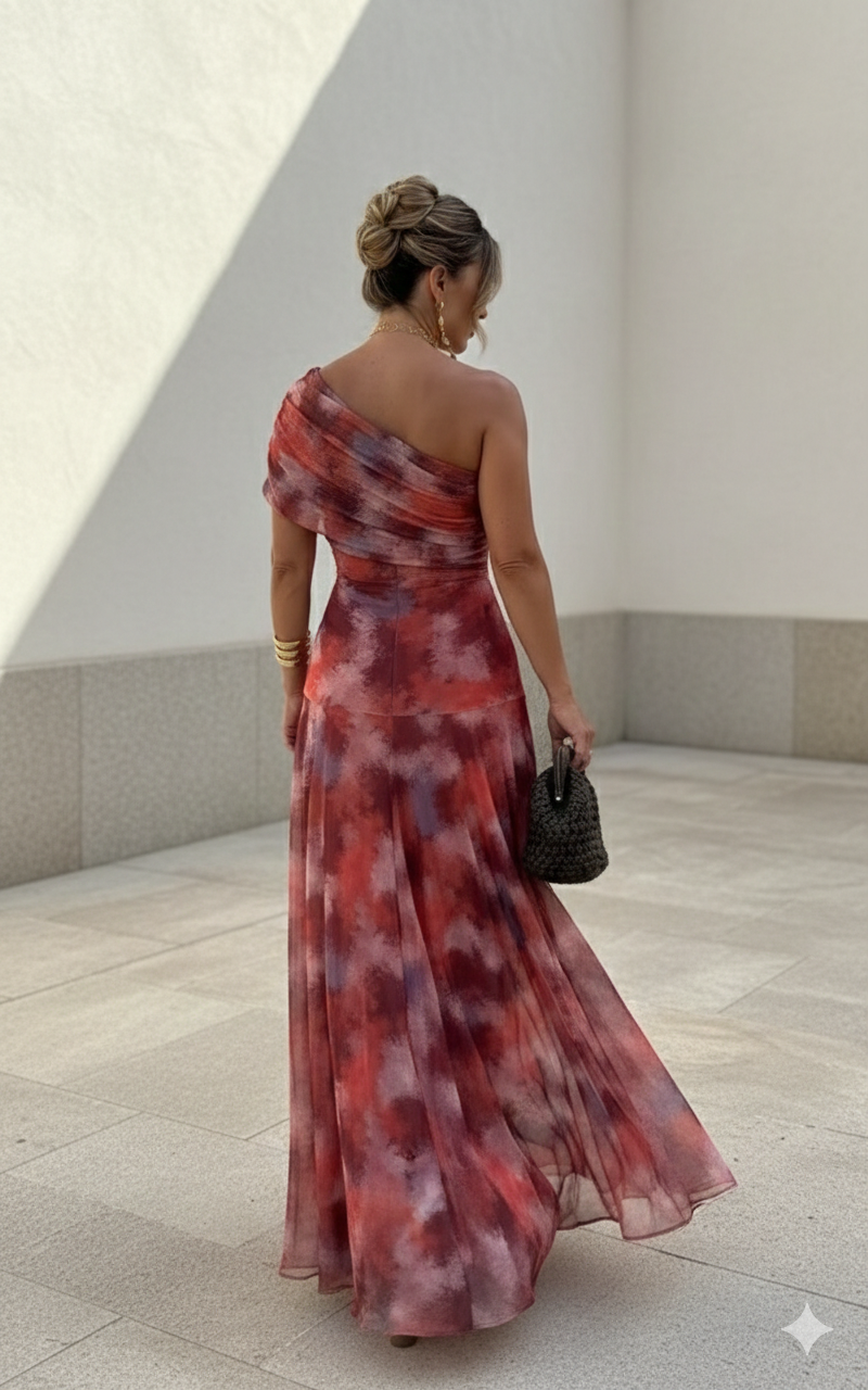 Robe longue fluide en satin, élégance intemporelle chez Maison EVORA